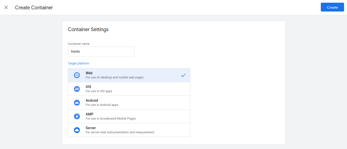 Create container